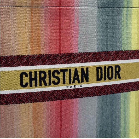 Dior Multicolor Dioraura Canvas Book Tote Rainbow Stripe - Picture 5 of 11